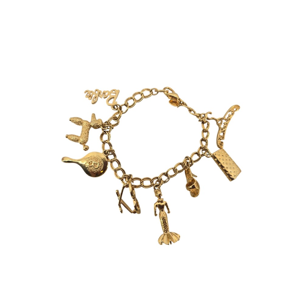 Barbie Charm Bracelet Womens 7 Nostalgic Gold Plated 1990 Peter Brams EUC